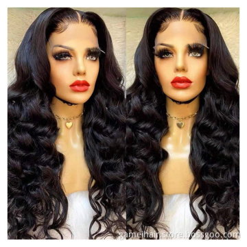 Mink Peruvian HD transparent frontal wig 180 density loose Wave 13*6 100% Natural virgin Brazilian human hair with baby hair
